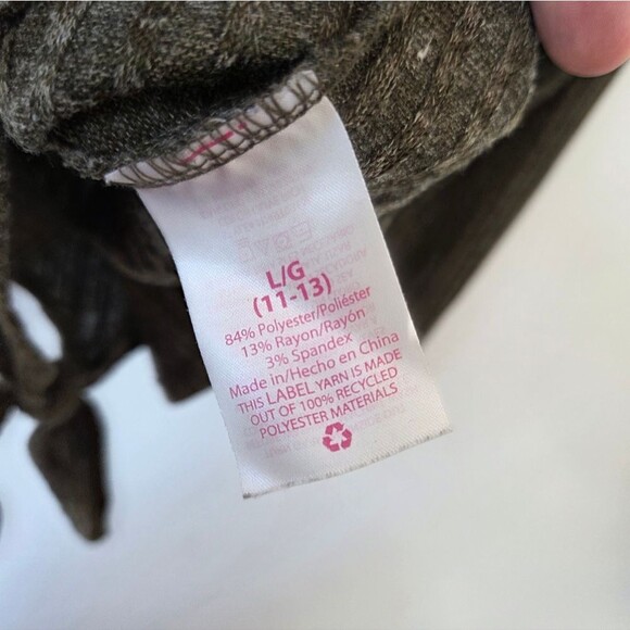 Green Ribknit Top Corset Tie Strappy Shirt Hippie Gypsy Casual Neutral Earthy - Picture 10 of 10